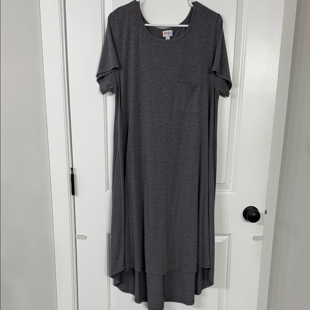 LuLaRoe Charcoal Gray High Low T Shirt Dress